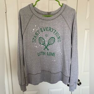 Gray Sweatshirt with Green Tennis Graphic